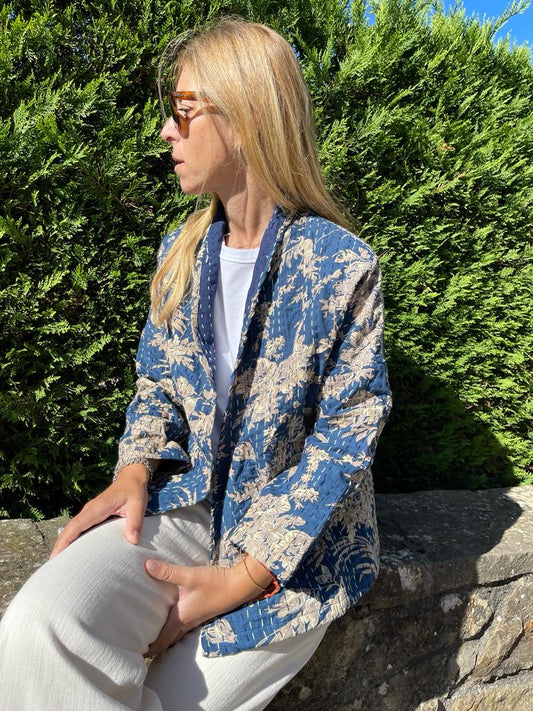 Short Kantha Kimono Jacket