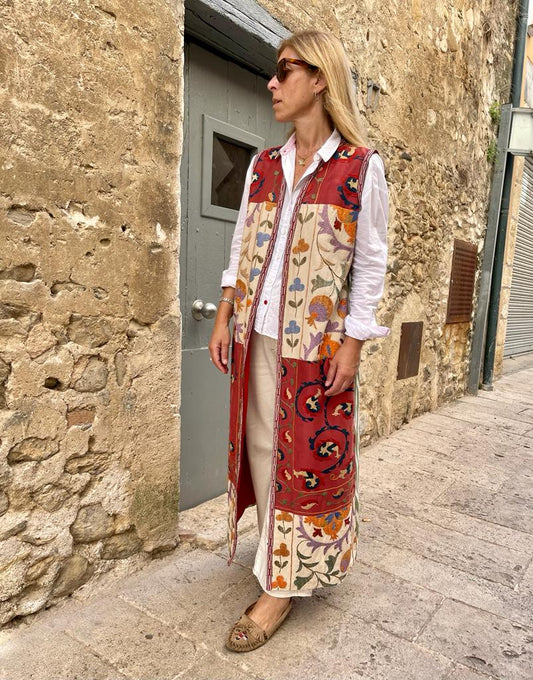 Ikat + Suzani vest