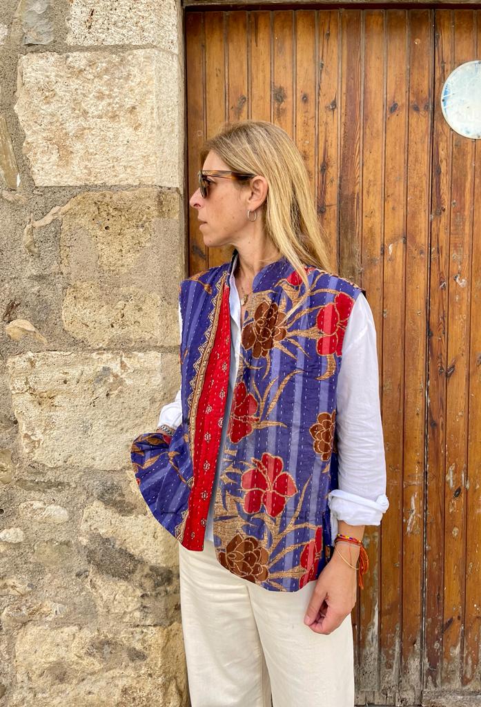 Vintage kantha reversible vest