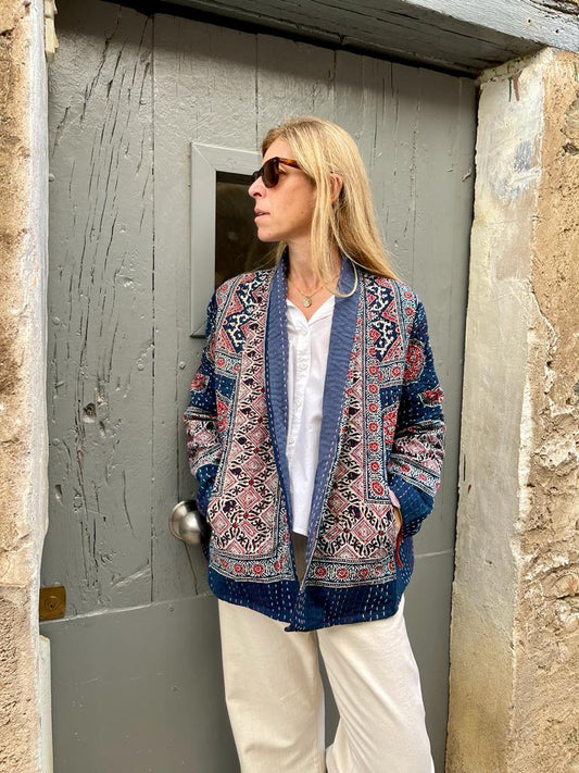 Short Kantha Kimono Jacket