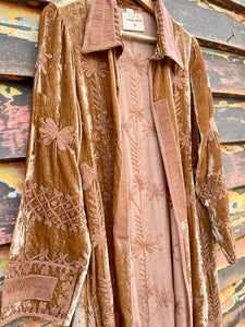 Silk velvet embroidered kimono