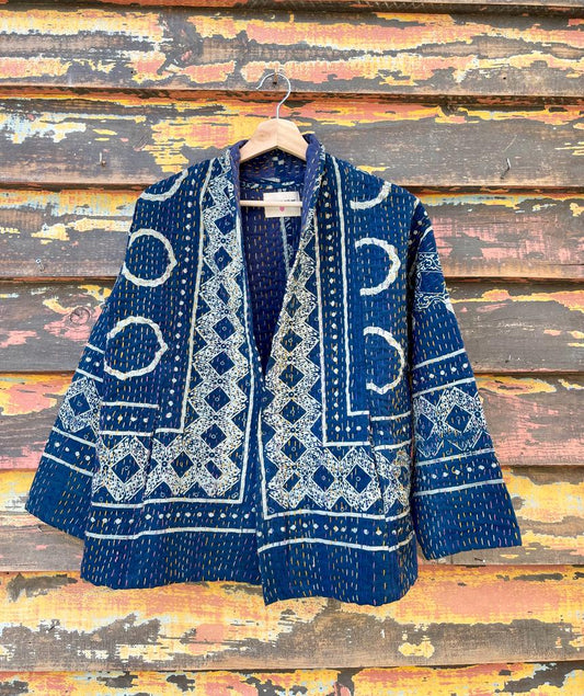 Short Kantha Kimono Jacket
