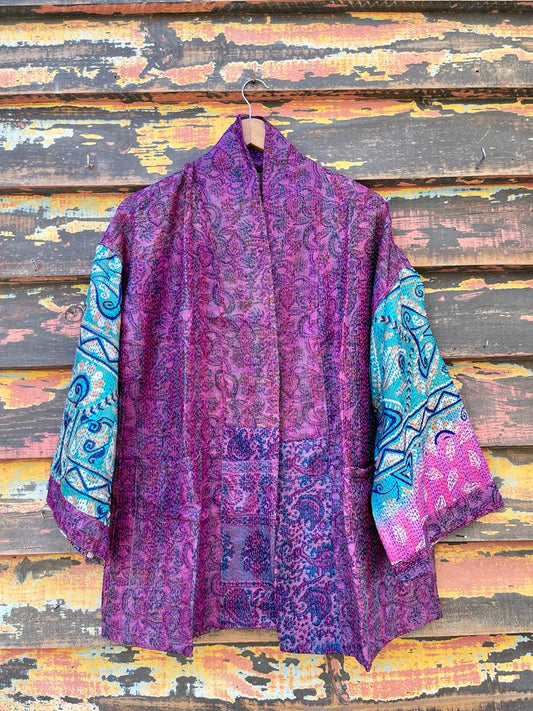 Silk vintage kantha kimono