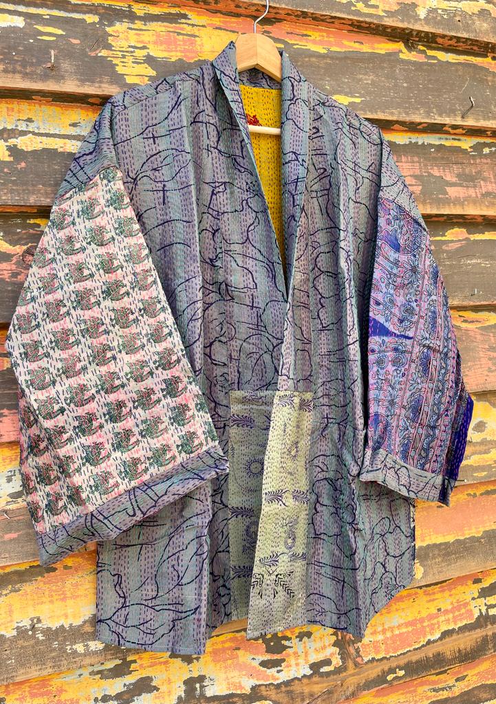 Silk vintage kantha kimono