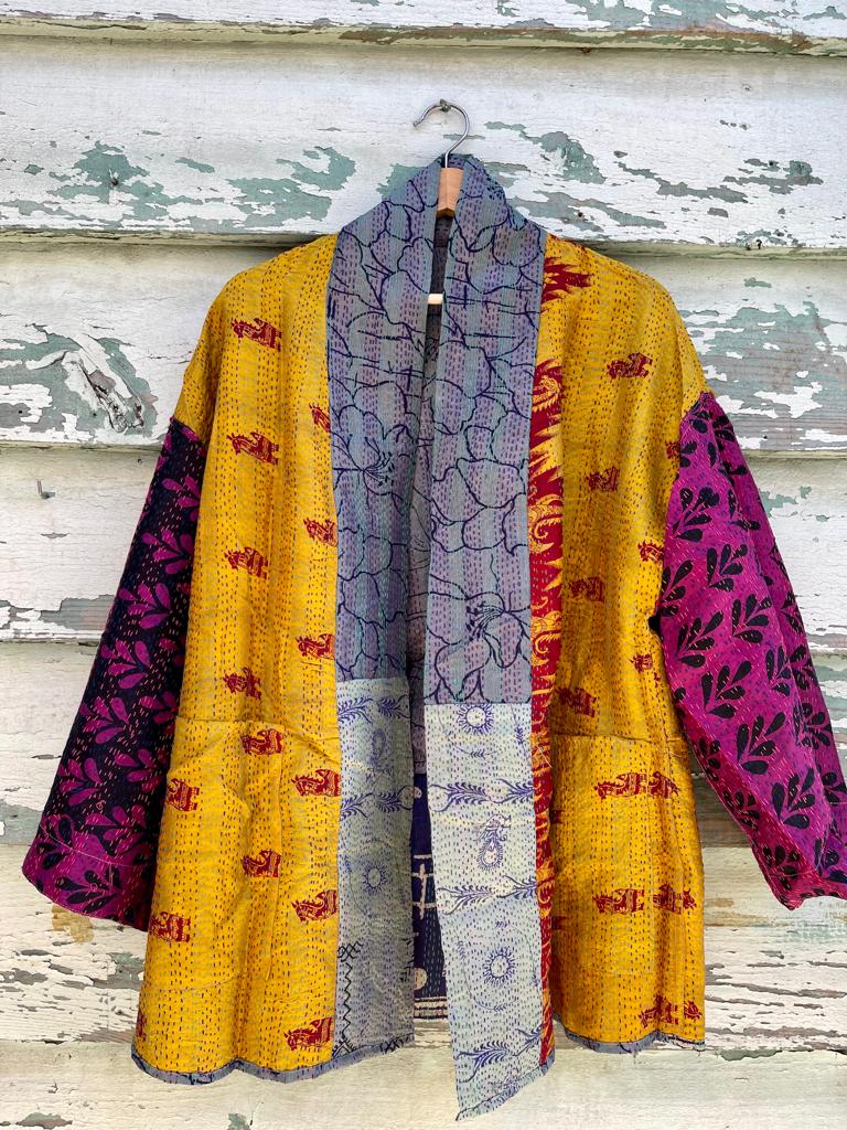 Silk vintage kantha kimono