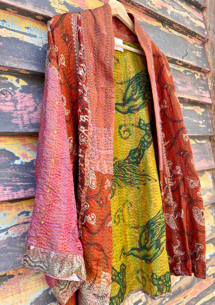 Silk vintage kantha kimono