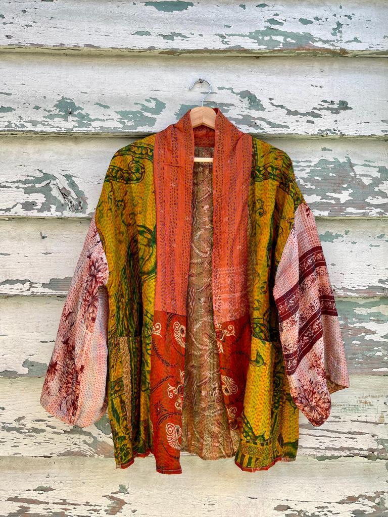 Silk vintage kantha kimono