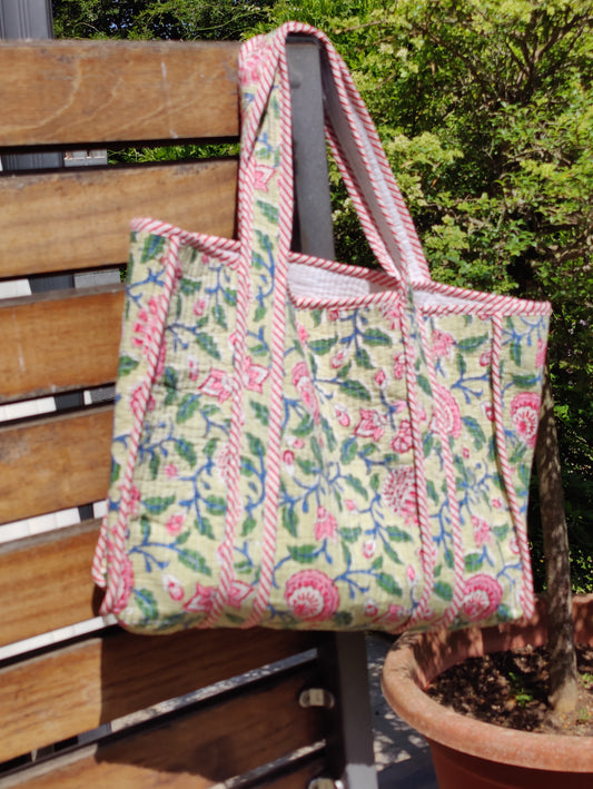 Block Print quilted bags