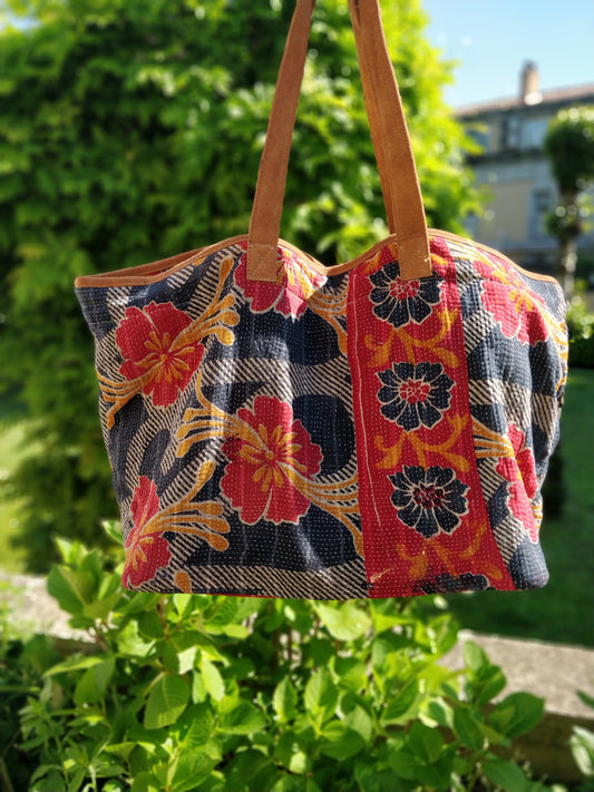 Vintage Kantha Shopping Bag