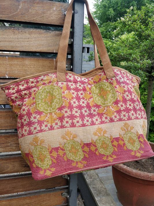 Vintage Kantha Shopping Bag
