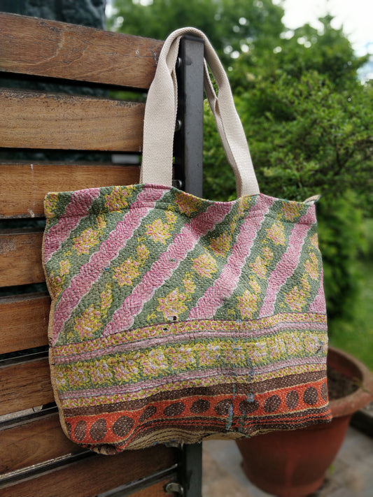 Vintage Kantha Shopping Bag