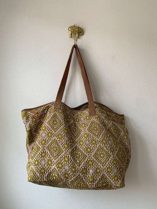 Vintage Kantha Shopping Bag