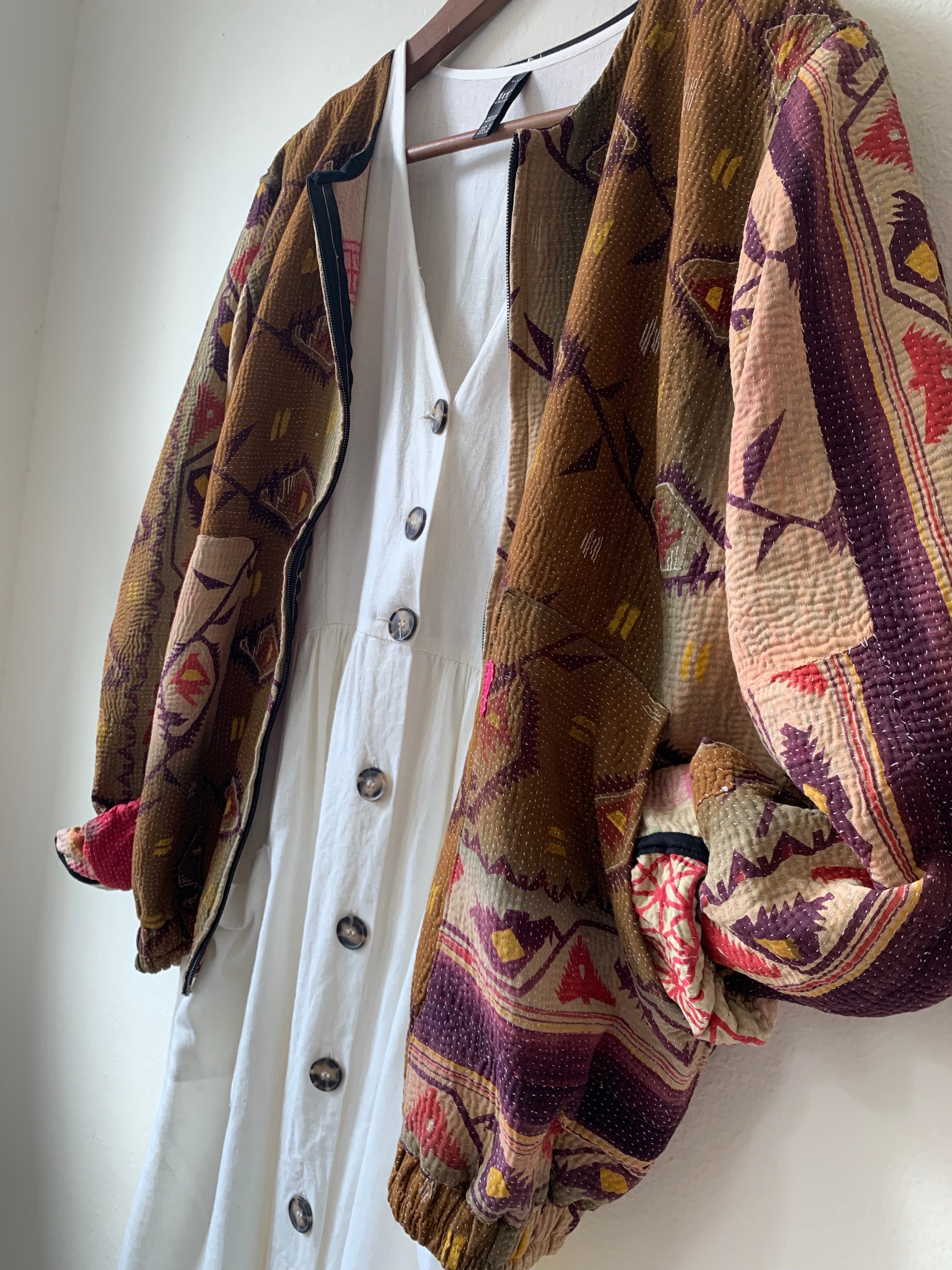 Vintage Kantha Bomber Jacket - Sanjanaandme 